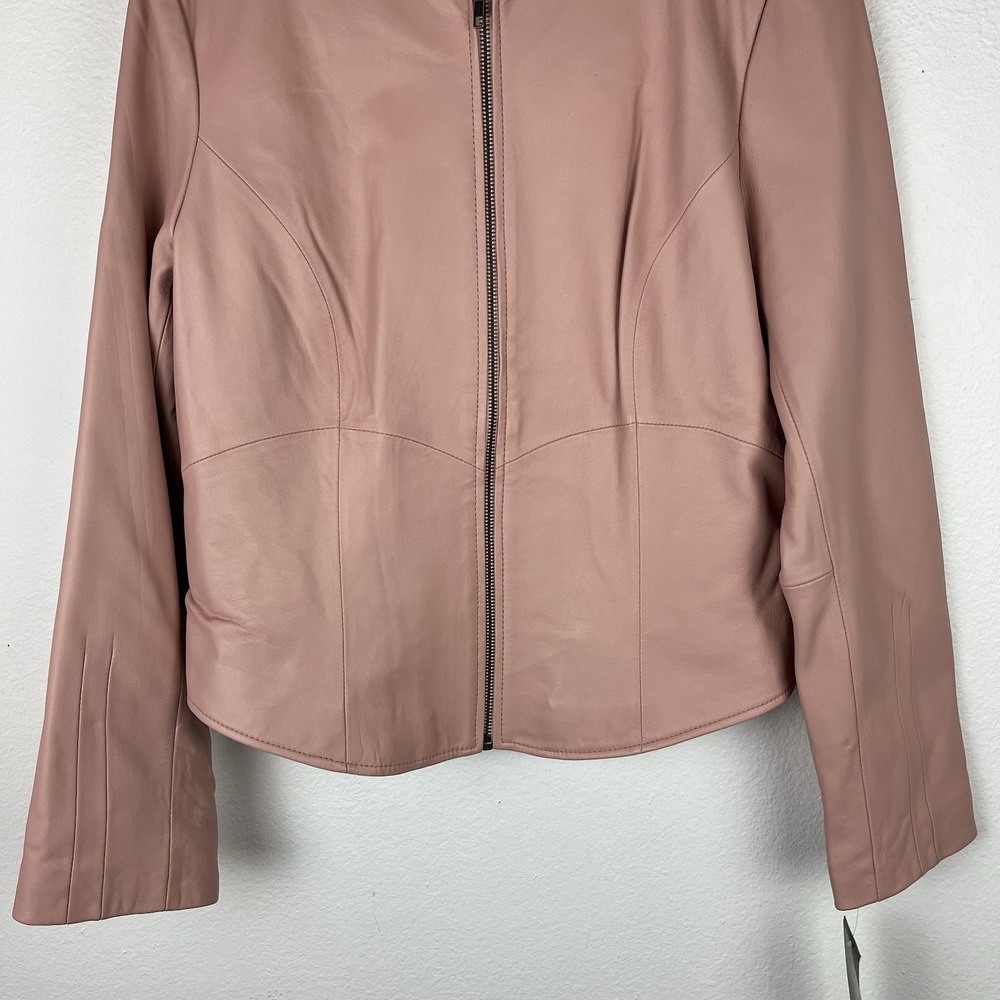 Bagatelle Women's Petite 14 Light Pink Leather Zip Jacket - Picture 4 of 16